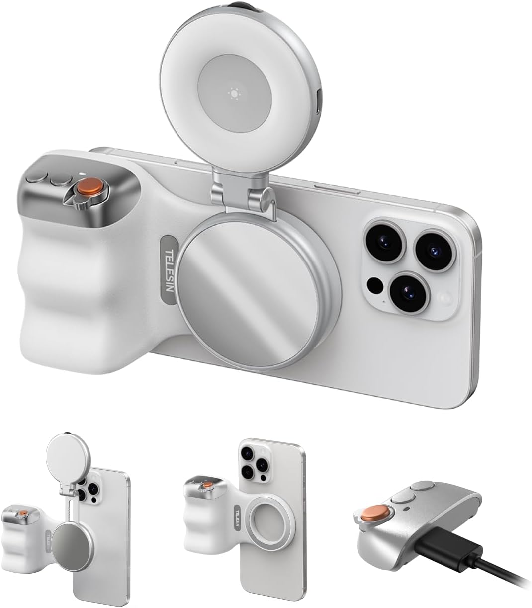 Fun Shot Magnetic Phone Grip & Selfie Light Tripod Bundle - MagSafe iPhone Compatible & Android Creator Kit