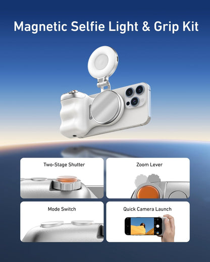 Fun Shot Magnetic Phone Grip & Selfie Light Tripod Bundle - MagSafe iPhone Compatible & Android Creator Kit