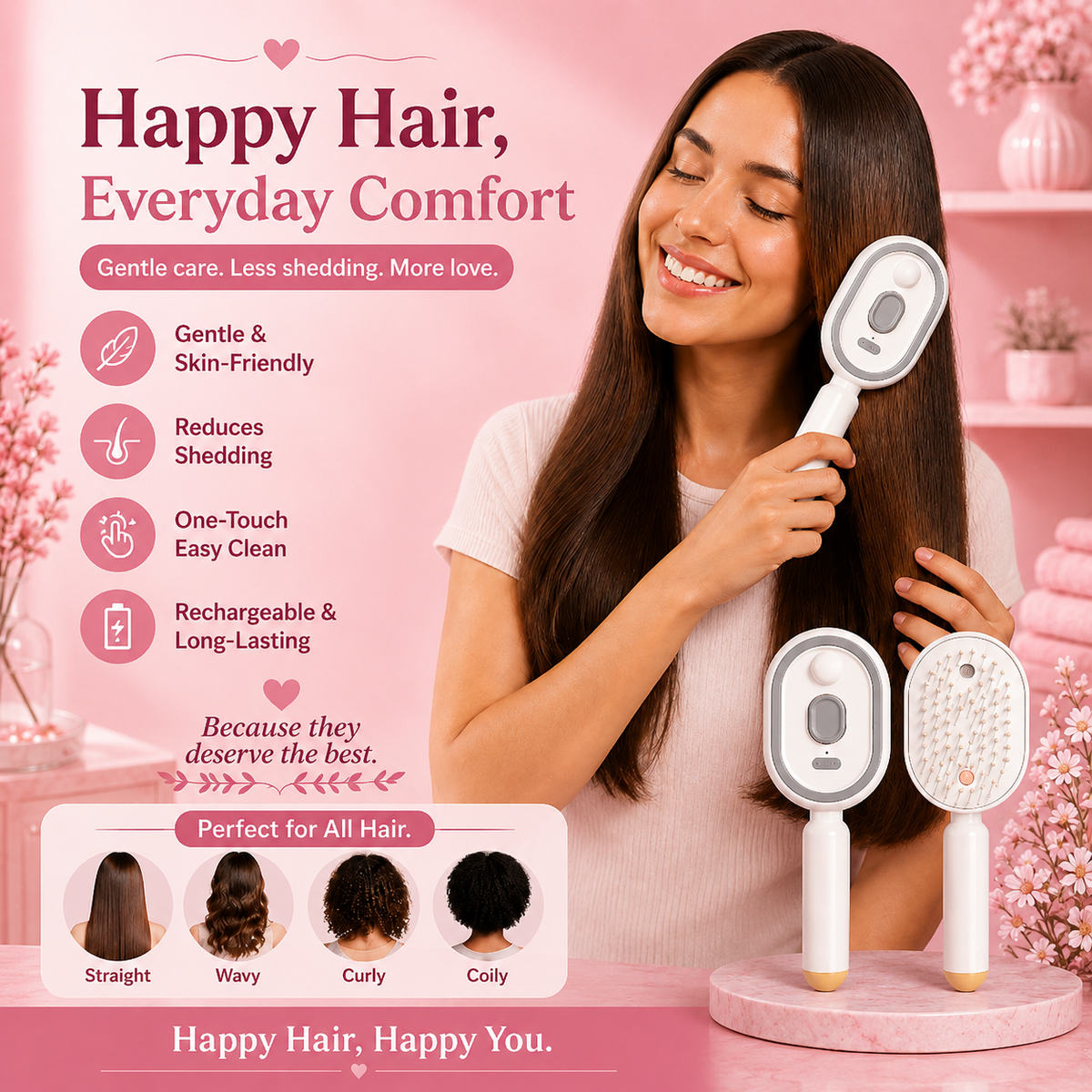 Moisture Spray Hair Massage Comb