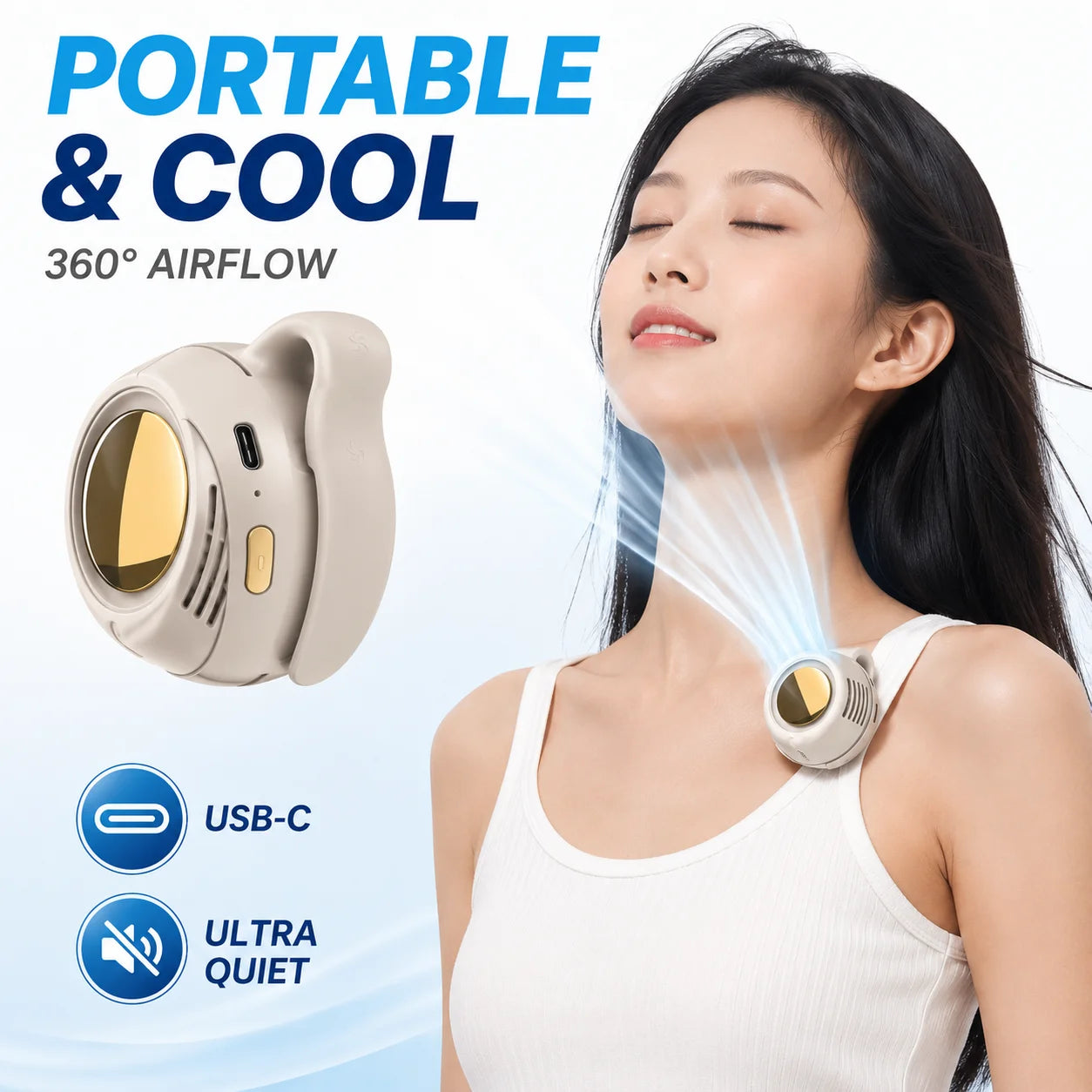 Portable Waist Clip USB Fan Mini Quiet Buckle Clamp Cooling Fan for Outdoor Work Hiking Travel Home Personal Cooling Use Set Kit