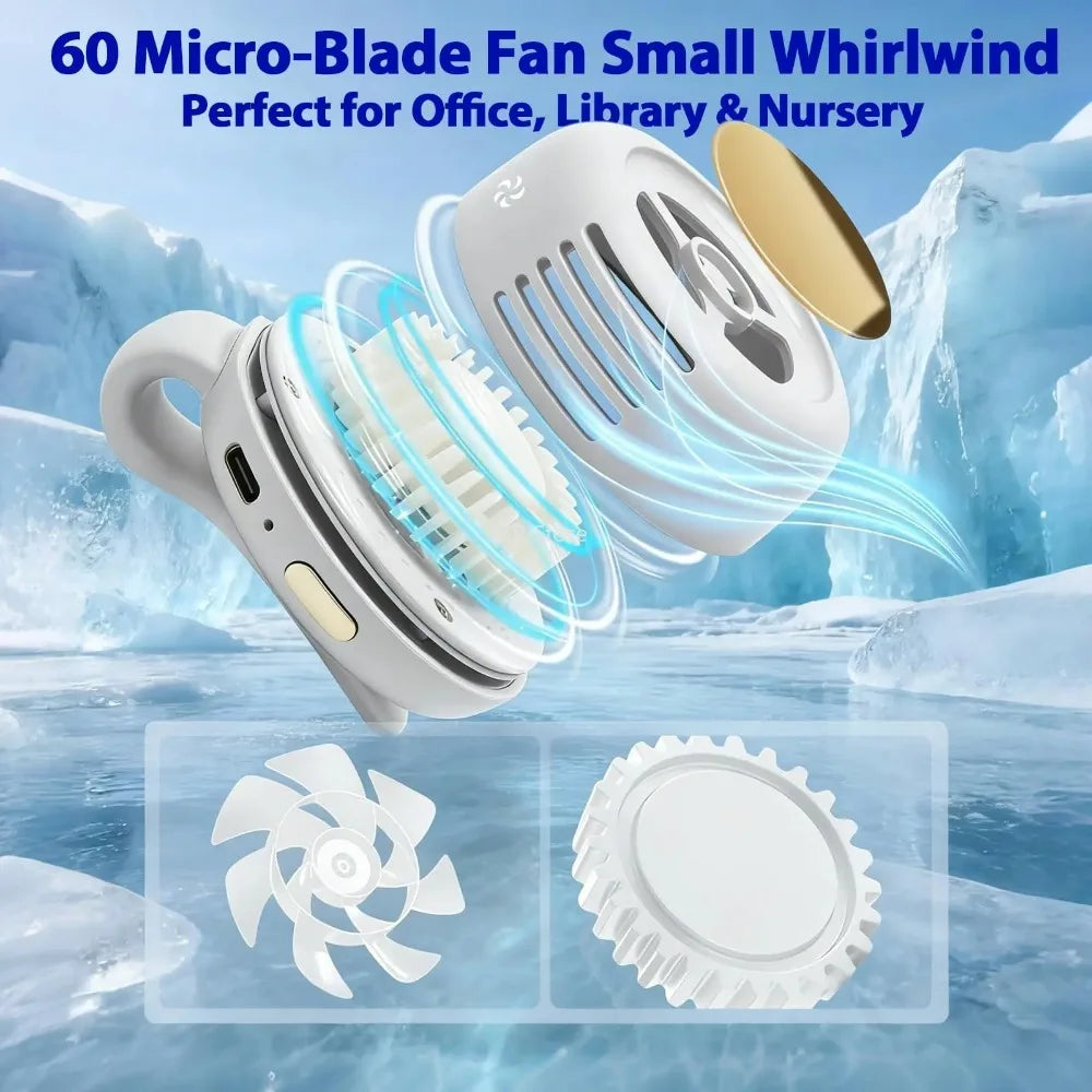 Portable Waist Clip USB Fan Mini Quiet Buckle Clamp Cooling Fan for Outdoor Work Hiking Travel Home Personal Cooling Use Set Kit